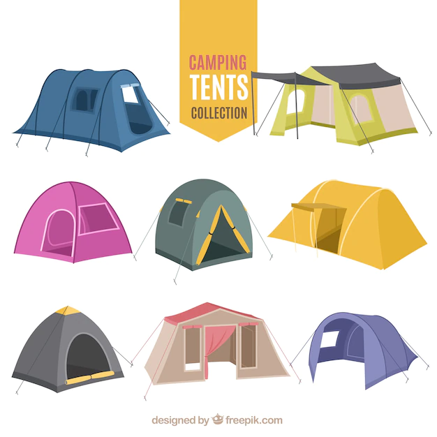 Free Vector | Hand drawn variety of camping tent collection