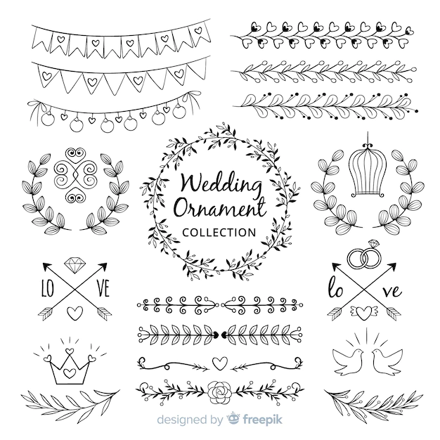 Free Vector | Hand drawn wedding ornament collection