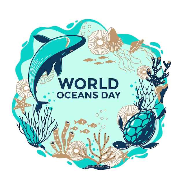 Free Vector | Hand drawn world oceans day concept