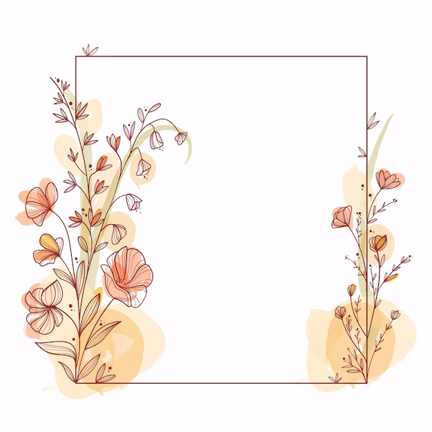 Free Vector | Hand painted beautiful flowers squared frame