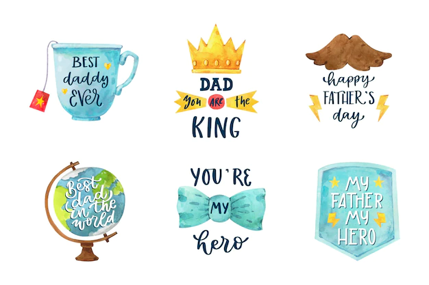 Free Vector | Hand painted watercolor father's day badges collection