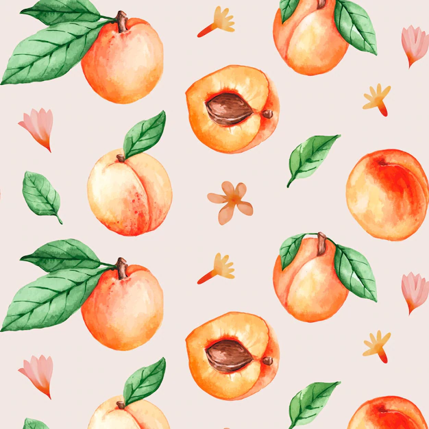 Free Vector | Hand painted watercolor peach pattern