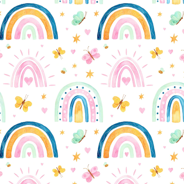 Free Vector | Hand painted watercolor rainbow pattern