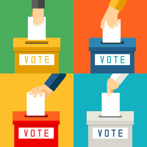 Free Vector | Hand putting voting paper in ballot box. referendum polling and choice voter