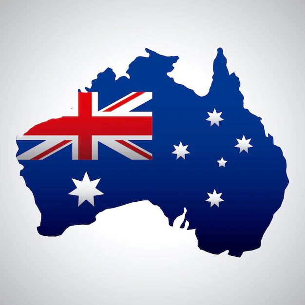 Free Vector | Happy australia day with flag on map