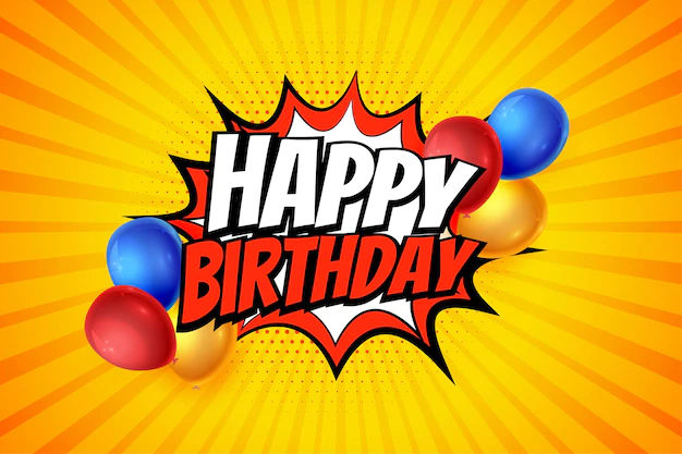 Free Vector | Happy birthday template in comic style design