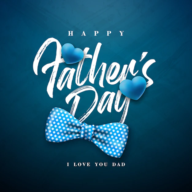 Free Vector | Happy father's day greeting card design with dotted bow tie and typography letter