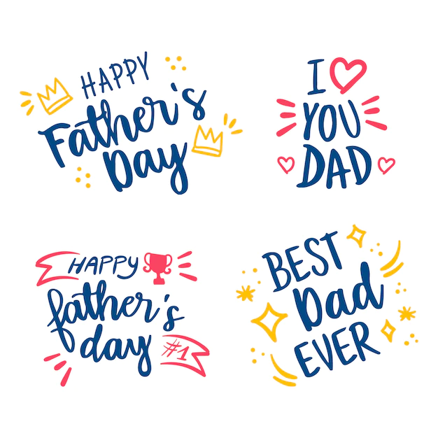 Free Vector | Happy fathers day hand drawn lettering set
