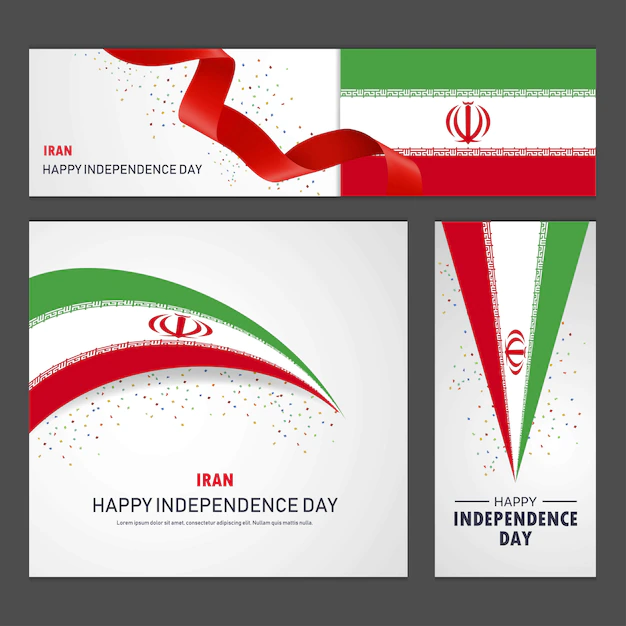 Free Vector | Happy iran independence day banner and background set
