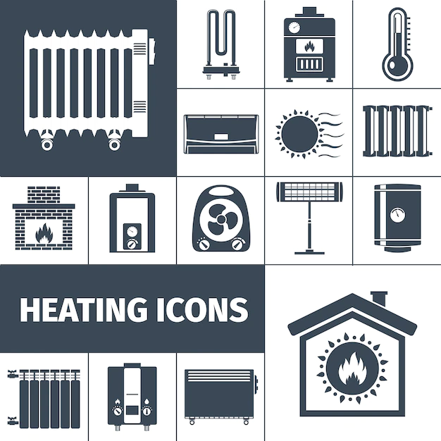Free Vector | Heating flat icon set