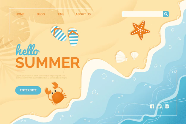 Free Vector | Hello summer landing page template