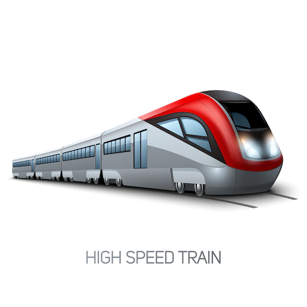 Free Vector | High speed realistic modern train locomotive on railroad