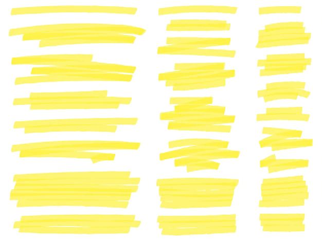 Free Vector | Highlight marker lines. yellow text highlighter markers strokes, highlights marking