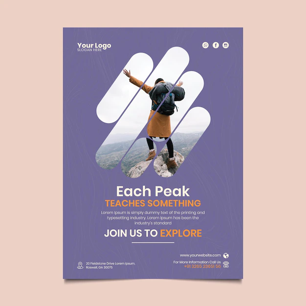 Free Vector | Hiking poster template