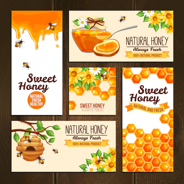 Free Vector | Honey advertising banners