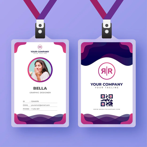 Free Vector | Id cards template with photo abstract style