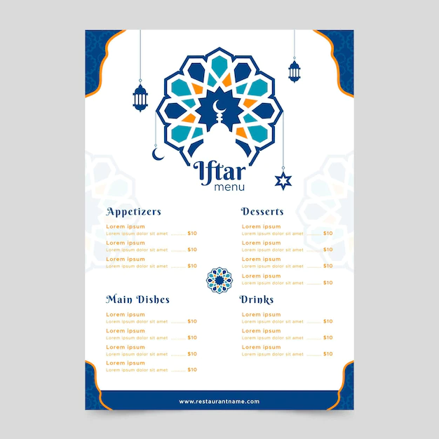 Free Vector | Iftar menu template