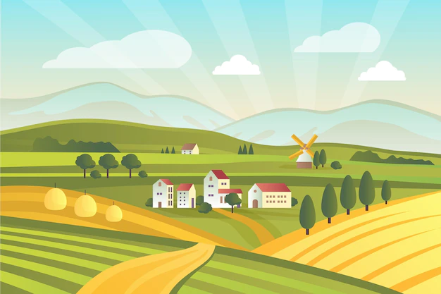 Free Vector | Illustrated colorful countryside landscape