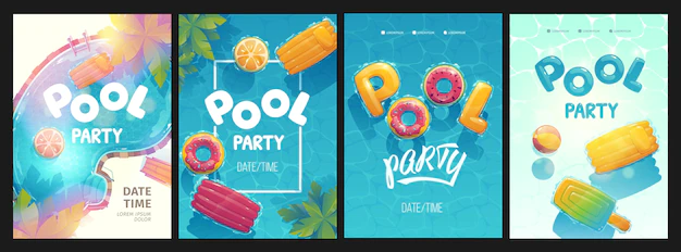 Free Vector | Illustrated creative swimming pool cards