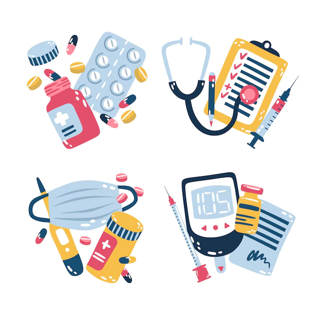 Free Vector | Illustrated medical stickers set