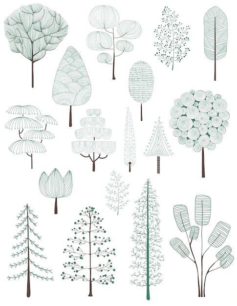 Free Vector | Illustration of pine trees collection