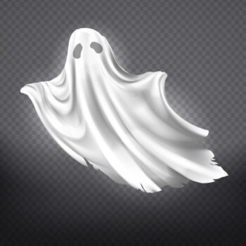 Free Vector | Illustration of white ghost, phantom silhouette isolated on transparent background.