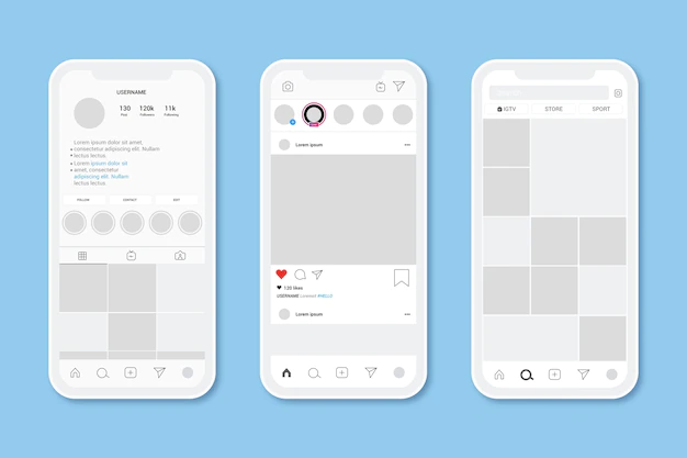 Free Vector | Instagram profile interface template with mobile phone