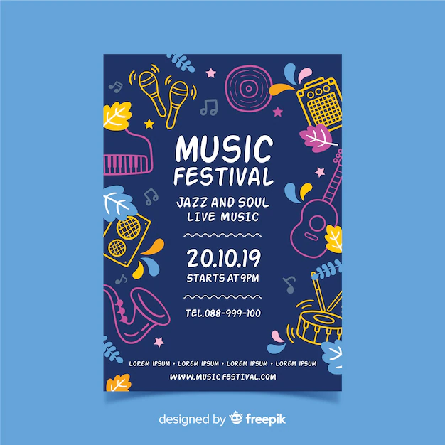 Free Vector | Instrument silhouettes music festival poster