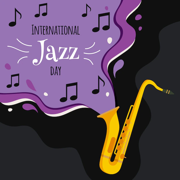 Free Vector | International jazz day with saxophone and notes