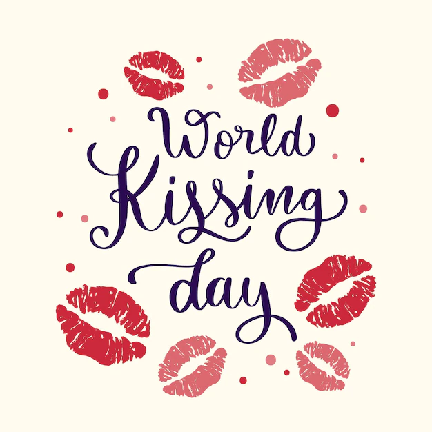 Free Vector | International kissing day lettering