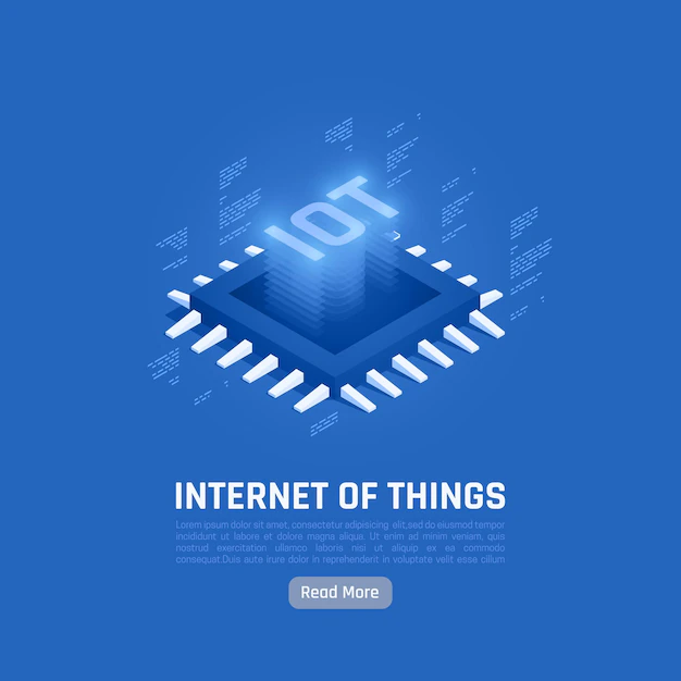 Free Vector | Internet of things abstract blue composition with central processing unit
