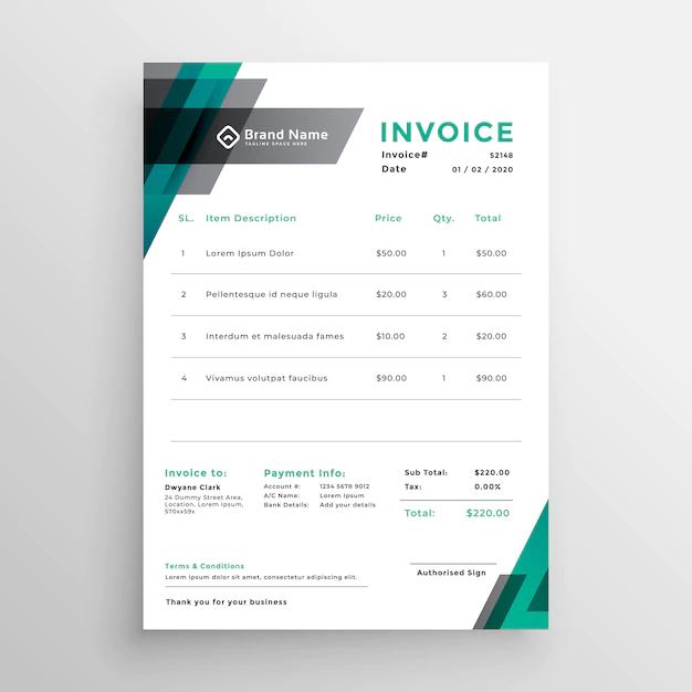 Free Vector | Invoice template design in abstract style