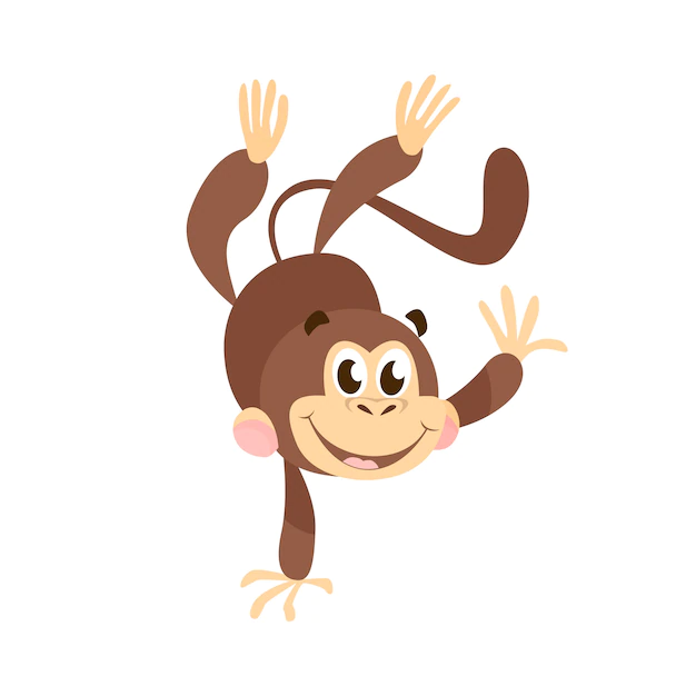 Free Vector | Joyful cartoon monkey doing handstand