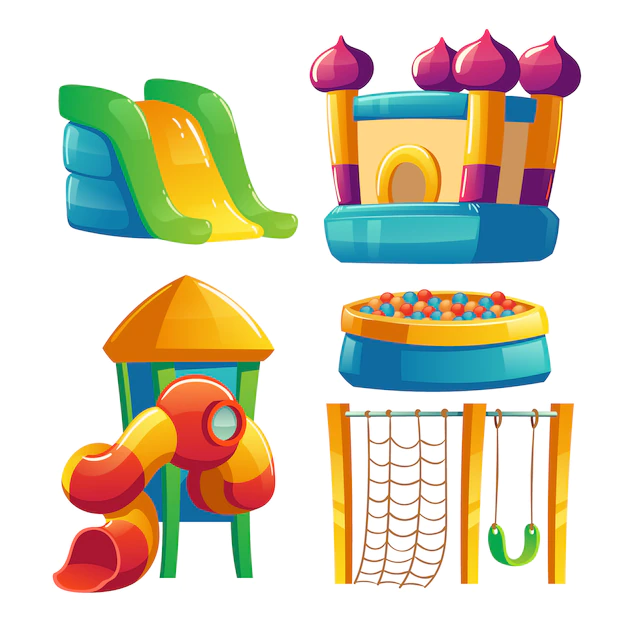 Free Vector | Kids playground with trampoline and slide