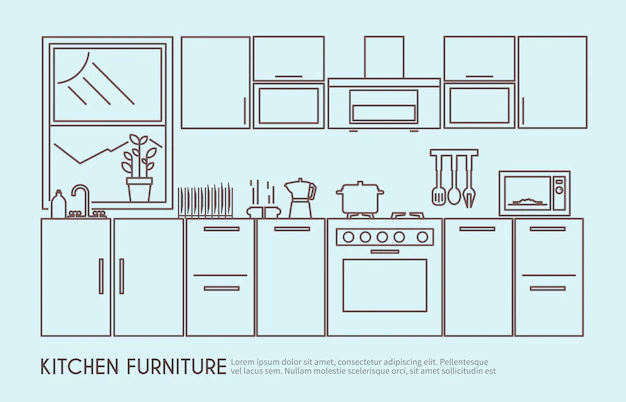 Free Vector | Kitchen furniture illustration