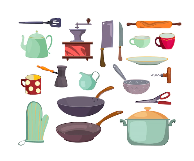 Free Vector | Kitchen utensils and tools flat icon set
