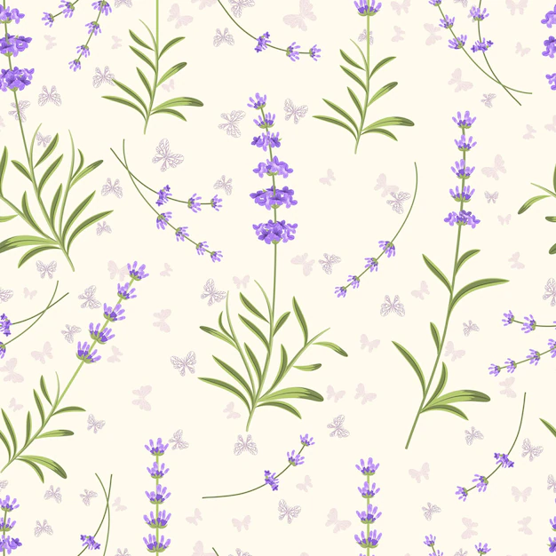 Free Vector | Lavender seamless pattern
