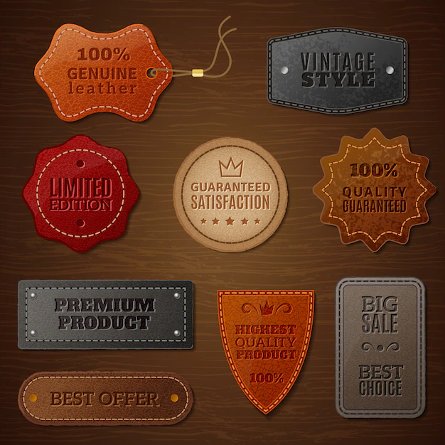 Free Vector | Leather label set