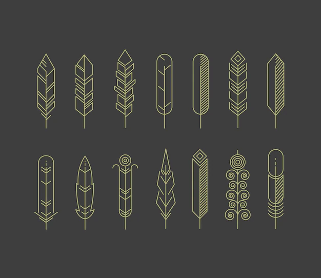 Free Vector | Linear feathers icon set