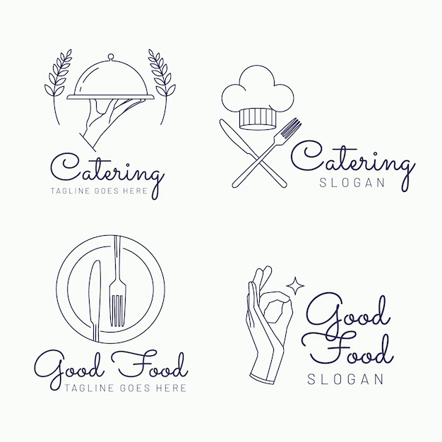 Free Vector | Linear flat catering logo collection