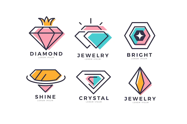 Free Vector | Linear flat design jewelry logo collection
