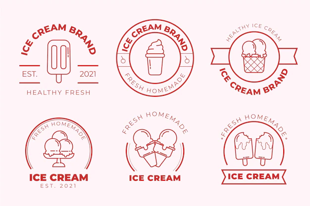 Free Vector | Linear flat ice cream label collection