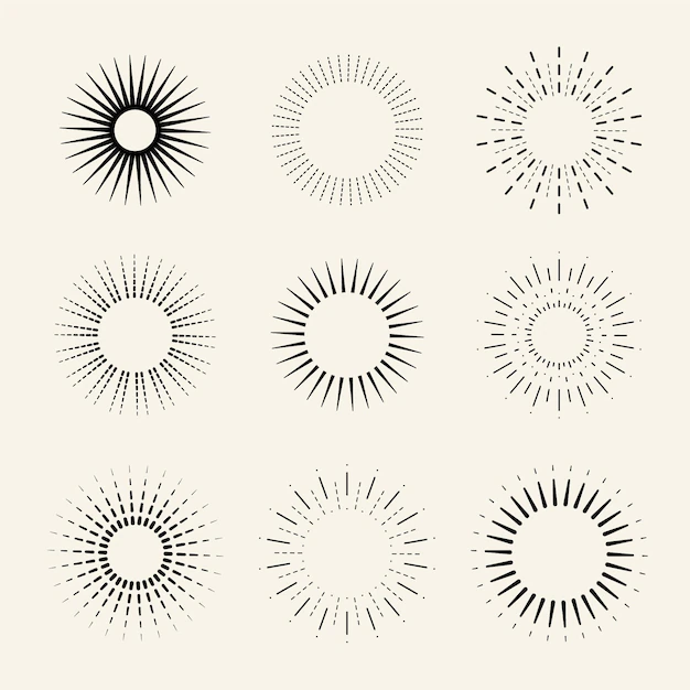 Free Vector | Linear flat sunburst collection