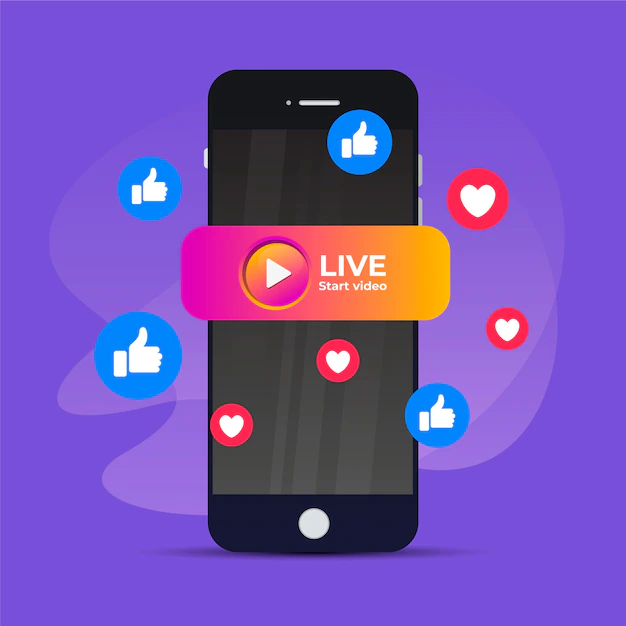 Free Vector | Live stream concept with smartphone