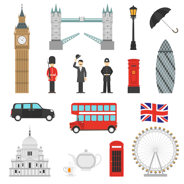 Free Vector | London landmarks flat icons set
