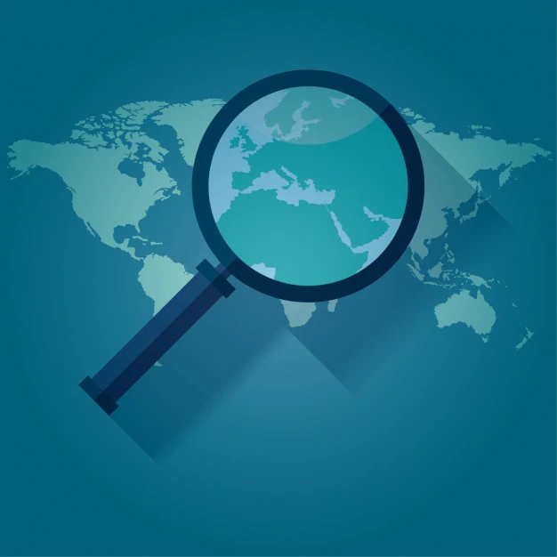 Free Vector | Loupe over a world map