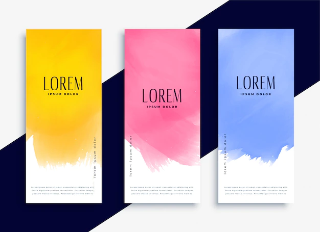 Free Vector | Lovely colorful watercolor banners set