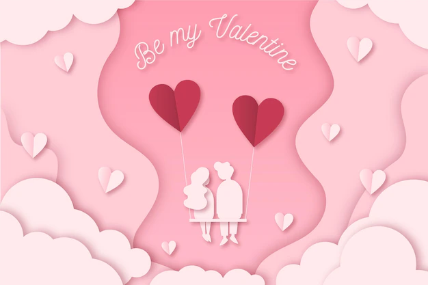 Free Vector | Lovely valentine's day wallpaper in paper style