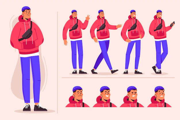 Free Vector | Male character poses illustration pack