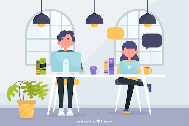 Free Vector | Man and woman working at their job